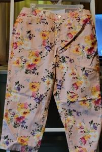 Christopher & Banks pink floral jeans 10